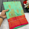 Proficient Sea Green Soft Banarasi Silk Saree With Splendorous Blouse Piece