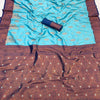 Scrumptious Sky Soft Banarasi Silk Saree With Delectable Blouse Piece