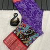 Felicitous Purple Digital Printed Dola Silk Saree With Tempting Blouse Piece