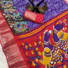 Felicitous Purple Digital Printed Dola Silk Saree With Tempting Blouse Piece