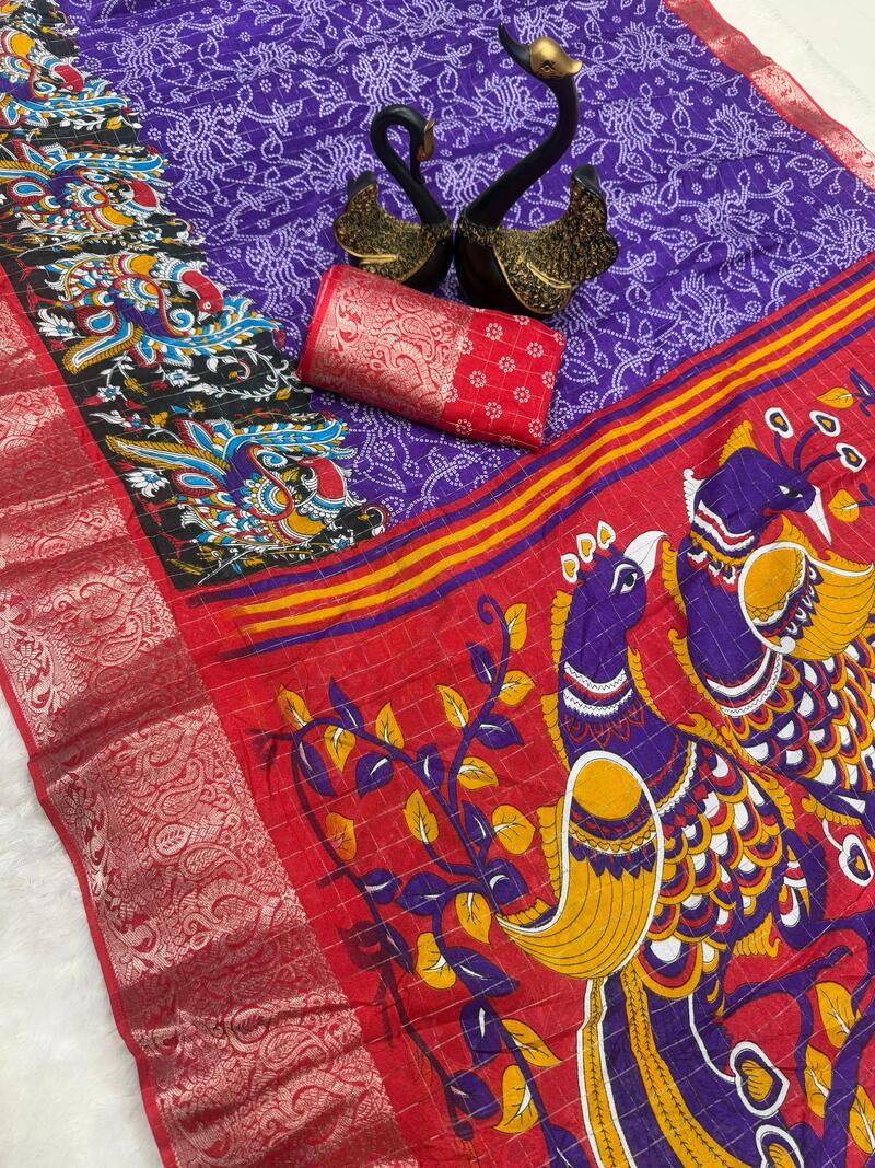 Felicitous Purple Digital Printed Dola Silk Saree With Tempting Blouse Piece