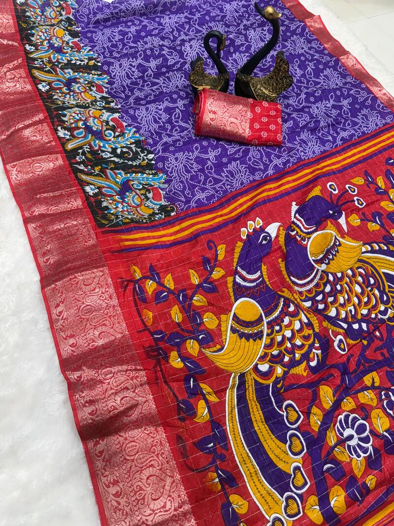 Felicitous Purple Digital Printed Dola Silk Saree With Tempting Blouse Piece