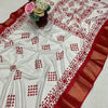 Ideal Off White Digital Printed Dola Silk Saree With Vivacious Blouse Piece