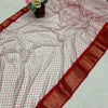 Fugacious Off White Digital Printed Dola Silk Saree With Dissemble Blouse Piece