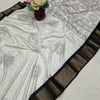 Dalliance Off White Digital Printed Dola Silk Saree With Desultory Blouse Piece