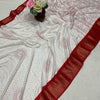 Sizzling Off White Digital Printed Dola Silk Saree With Preferable Blouse Piece