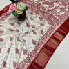 Pleasurable Off White Digital Printed Dola Silk Saree With Supernal Blouse Piece