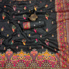 Adorning Black Pashmina Saree With Brood Blouse Piece