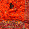 Attractive Orange Pashmina Saree With Sumptuous Blouse Piece