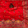 Outstanding Red Pashmina Saree With Majesty Blouse Piece