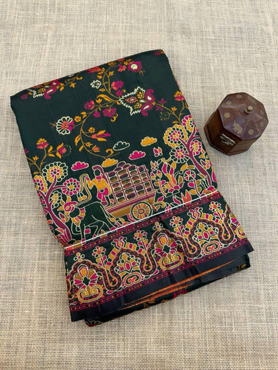 Magnificat Black Pashmina Saree With Comely Blouse Piece