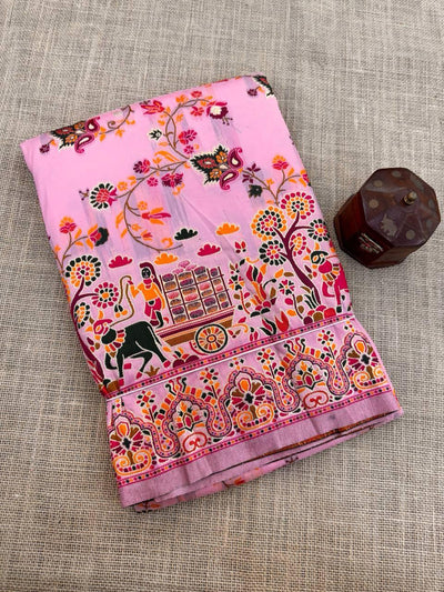 Opulent Pink Pashmina Saree With Ratatouille Blouse Piece