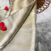 Bollywood Style Silver Soft Tissue Silk Saree With Resonant Blouse Piece