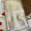 Bollywood Style Silver Soft Tissue Silk Saree With Resonant Blouse Piece