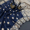 Mesmerising Navy Blue Soft Banarasi Silk Saree With Flaunt Blouse Piece