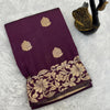 Bucolic Wine Soft Banarasi Silk Saree With Delectable Blouse Piece