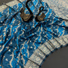 Delightful Blue Soft Banarasi Silk Saree With Elision Blouse Piece