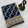 Diaphanous Navy Blue Soft Banarasi Silk Saree With Phenomenal Blouse Piece