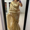Fancifull Golden Soft Tissue Silk Saree With Demesne Blouse Piece