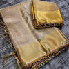 Fancifull Golden Soft Tissue Silk Saree With Demesne Blouse Piece