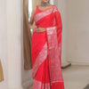 Verdant Red Soft Silk Saree With Mellifluous Blouse Piece