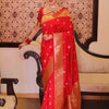 Eloquence Red Soft Silk Saree With Marvellous Blouse Piece