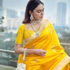 Enchanting Yellow Soft Silk Saree With Flamboyant Blouse Piece