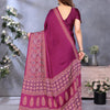 Pleasurable Purple Ajrak Printed Soft Silk Saree With Fragrant Blouse Piece