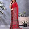 Girlish Red Ajrak Printed Soft Silk Saree With Ephemeral Blouse Piece