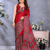 Girlish Red Ajrak Printed Soft Silk Saree With Ephemeral Blouse Piece