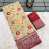 Fantabulous Beige Soft Banarasi Tissue Silk Saree With Scrumptious Blouse Piece
