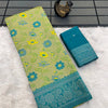 Elision Green Soft Banarasi Tissue Silk Saree With Traditional Blouse Piece