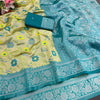 Elision Green Soft Banarasi Tissue Silk Saree With Traditional Blouse Piece