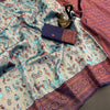 Prodigal Sky Soft Banarasi Tissue Silk Saree With Flamboyant Blouse Piece