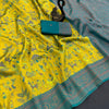 Staggering Yellow Soft Banarasi Tissue Silk Saree With Classy Blouse Piece
