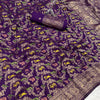 Lustrous Royal Purple Soft Banarasi Silk Saree With Eclat Blouse Piece