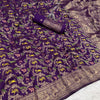 Lustrous Royal Purple Soft Banarasi Silk Saree With Eclat Blouse Piece