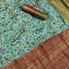 Conflate Sea Green Kanjivaram Silk Saree With Fragrant Blouse Piece
