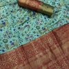 Conflate Sea Green Kanjivaram Silk Saree With Fragrant Blouse Piece