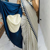 Rhapsodic Beige Digital Printed Crape Silk Saree With Fairytale Blouse Piece