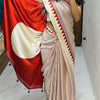 Imbrication Beige Digital Printed Crape Silk Saree With Posh Blouse Piece