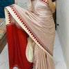 Imbrication Beige Digital Printed Crape Silk Saree With Posh Blouse Piece