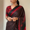 Unequalled Black Digital Printed Crape Silk Saree With Winsome Blouse Piece