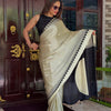 Diaphanous Beige Digital Printed Crape Silk Saree With Nectarous Blouse Piece