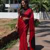 Energetic Red Digital Printed Crape Silk Saree With Adorning Blouse Piece