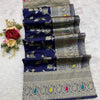 Assemblage Navy Blue Soft Banarasi Silk Saree With Classy Blouse Piece