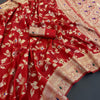 Enthralling Red Soft Banarasi Silk Saree With Lovely Blouse Piece