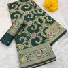 Blooming Dark Green Soft Banarasi Silk Saree With Captivating Blouse Piece