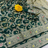 Blooming Dark Green Soft Banarasi Silk Saree With Captivating Blouse Piece