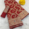 Enthralling Red Soft Banarasi Silk Saree With Redolent Blouse Piece